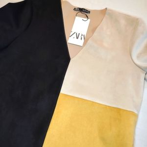 NWT Zara Faux Suede Top